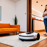 **Prompt:** A brightly lit, modern Brazilian home interior. A Roborock S7 robot vacuum cleaner is autonomously cleaning hardwood floors. In the background, a family is relaxing, enjoying leisure time freed up by the automated cleaning. Focus on the convenience and improved lifestyle enabled by domestic robots. Consider a warm, inviting color palette.