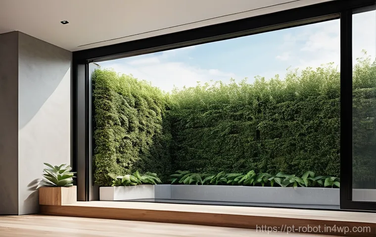 스마트 가전과 로봇의 융합 - **"Cozy Morning Automation":** A vibrant, well-lit modern living room on a sunny morning. A relaxed ...