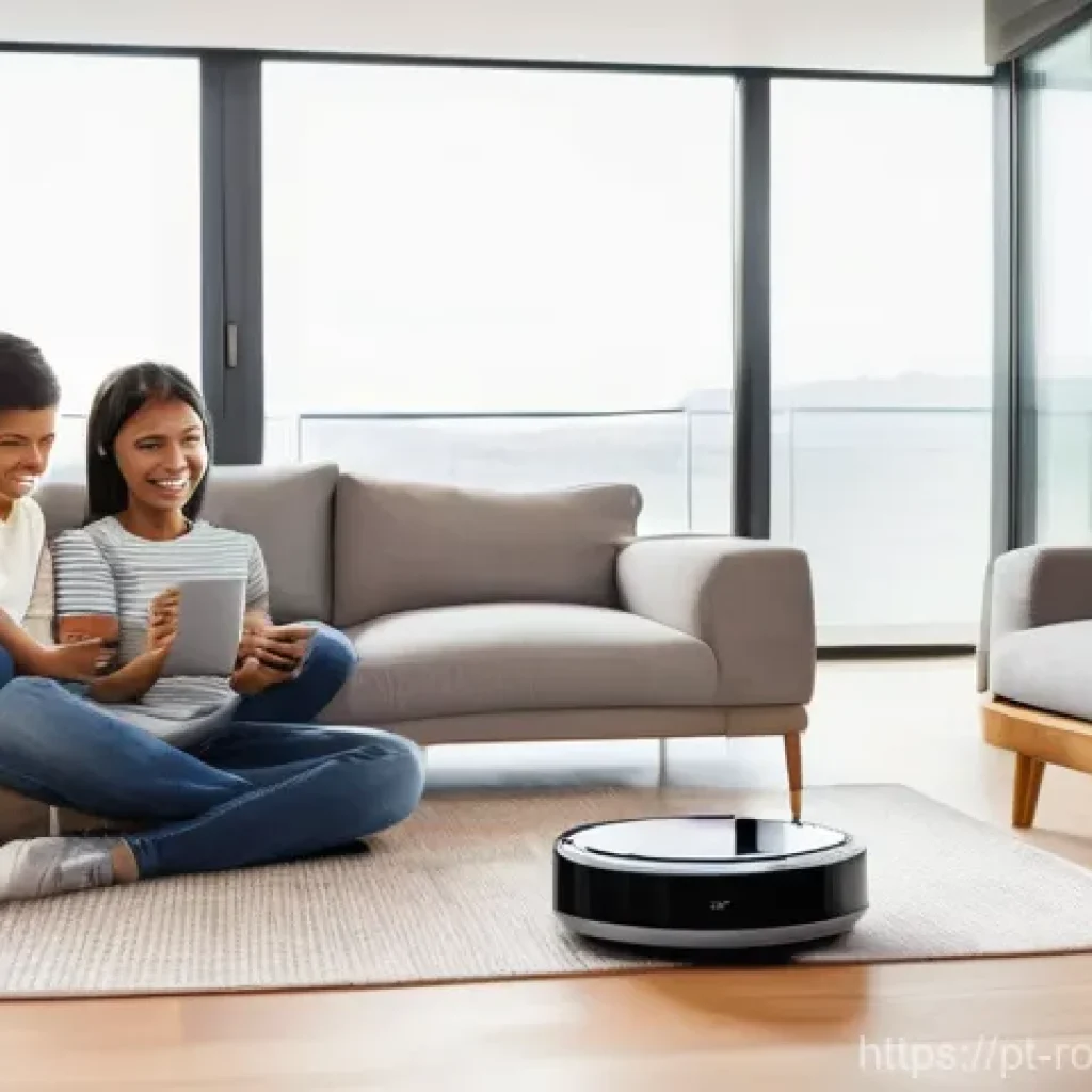 가정용 로봇의 신뢰성 확보 방안 - **Prompt: Seamless Smart Home Integration with Family.**
A vibrant and diverse family of three (...
